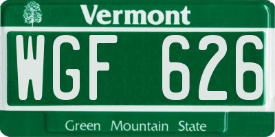 VT license plate WGF626