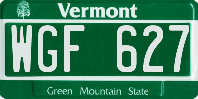 VT license plate WGF627