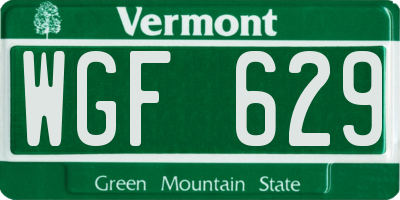 VT license plate WGF629