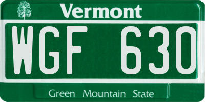 VT license plate WGF630
