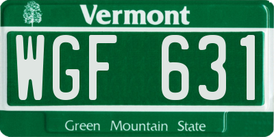 VT license plate WGF631