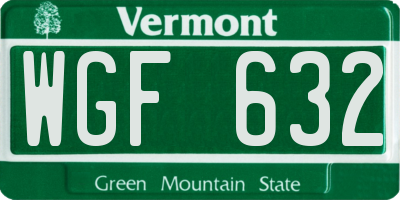 VT license plate WGF632