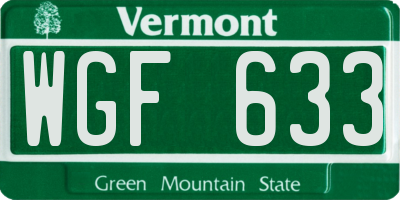 VT license plate WGF633