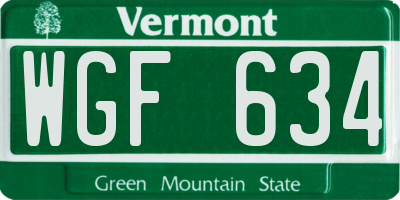 VT license plate WGF634