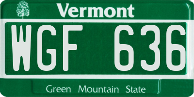 VT license plate WGF636