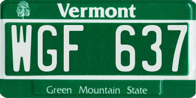 VT license plate WGF637