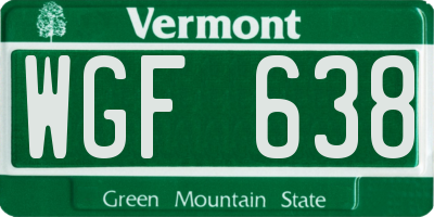 VT license plate WGF638