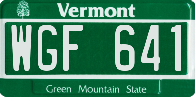 VT license plate WGF641