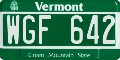 VT license plate WGF642