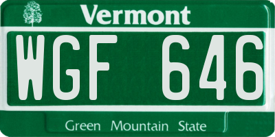 VT license plate WGF646