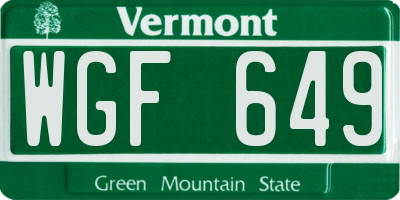 VT license plate WGF649