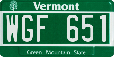 VT license plate WGF651