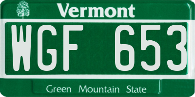 VT license plate WGF653
