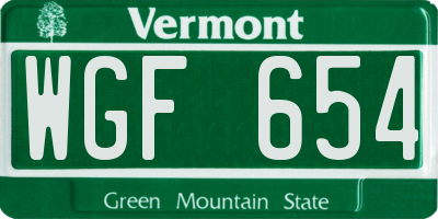 VT license plate WGF654