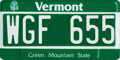 VT license plate WGF655