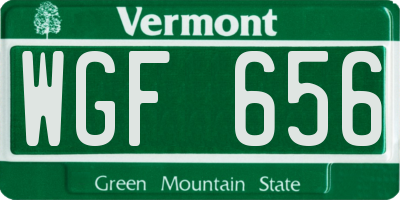 VT license plate WGF656