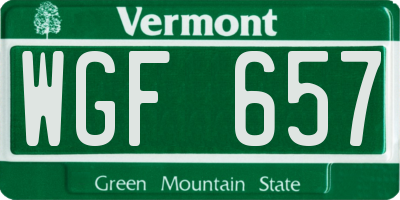 VT license plate WGF657
