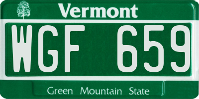 VT license plate WGF659
