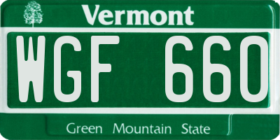 VT license plate WGF660