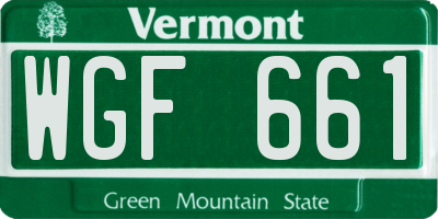 VT license plate WGF661