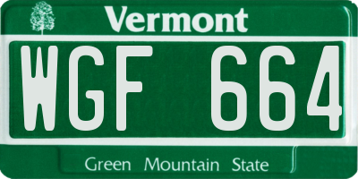 VT license plate WGF664