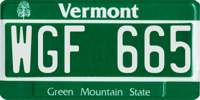 VT license plate WGF665