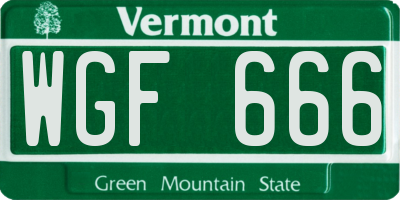 VT license plate WGF666
