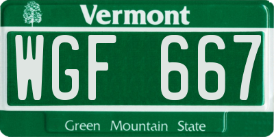 VT license plate WGF667