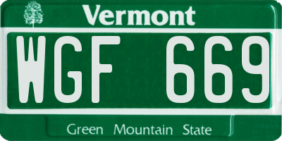 VT license plate WGF669