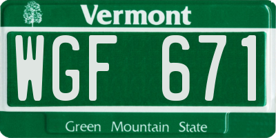VT license plate WGF671