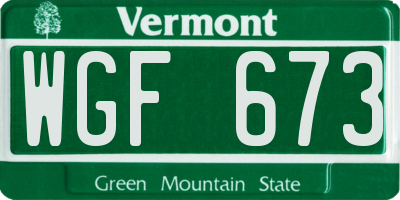 VT license plate WGF673