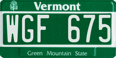 VT license plate WGF675