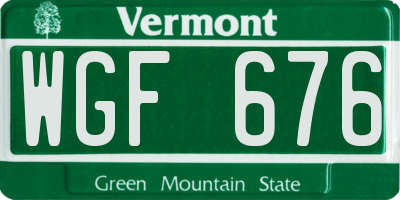 VT license plate WGF676