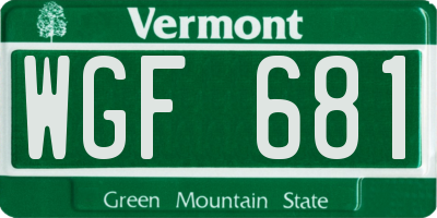 VT license plate WGF681