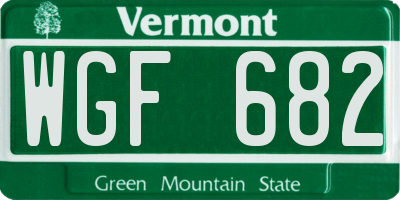 VT license plate WGF682