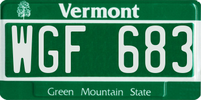 VT license plate WGF683
