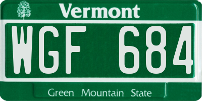 VT license plate WGF684