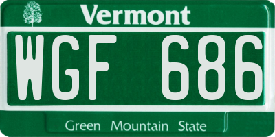 VT license plate WGF686