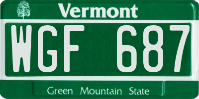 VT license plate WGF687