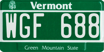 VT license plate WGF688