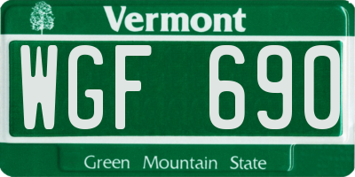 VT license plate WGF690