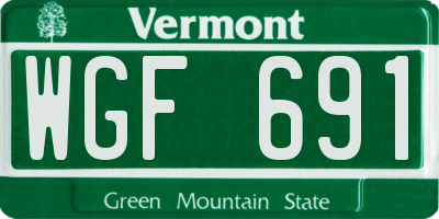 VT license plate WGF691