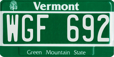 VT license plate WGF692