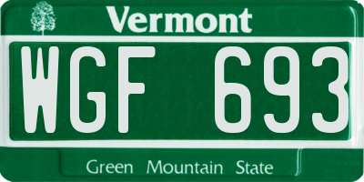 VT license plate WGF693