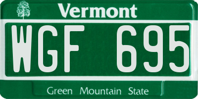 VT license plate WGF695