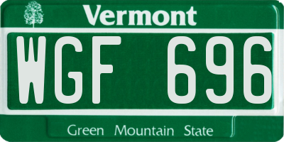 VT license plate WGF696