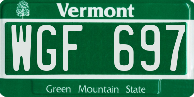 VT license plate WGF697