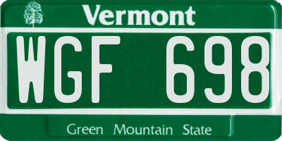 VT license plate WGF698