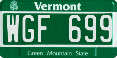 VT license plate WGF699