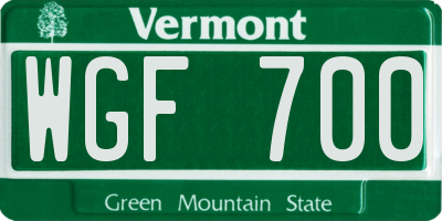 VT license plate WGF700